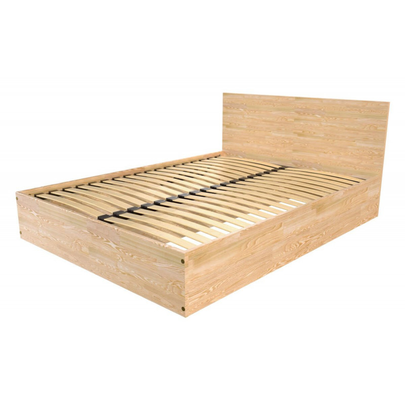 Lit coffre 140x190 avec tête de lit - 2 places en bois