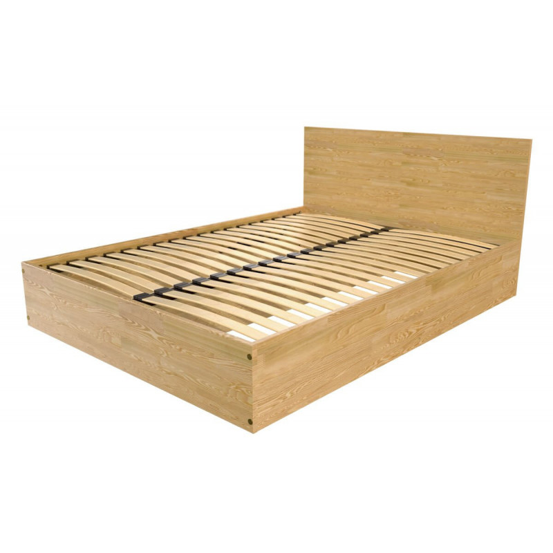 Lit coffre 140x190 avec tête de lit - 2 places en bois