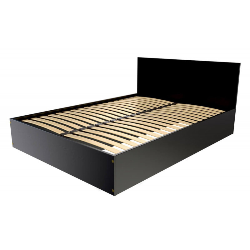 Lit coffre 140x190 avec tête de lit - 2 places en bois