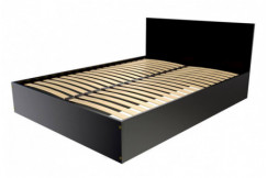 Lit coffre 140x190 avec tête de lit - 2 places en bois