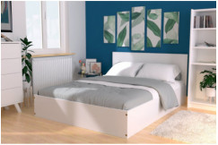 Letto 2 posti contenitore con testiera in legno - 140x200