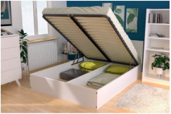 Letto 2 posti contenitore con testiera in legno - 140x200