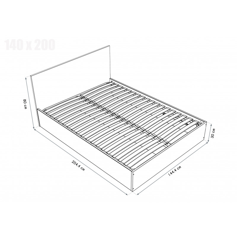 Lit coffre 2 places avec tête de lit