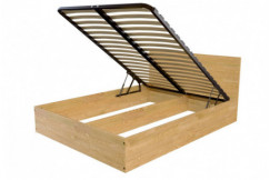 Lit coffre 2 places avec tête de lit en bois - 160x200