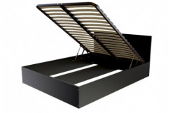 Lit coffre 2 places avec tête de lit en bois - 160x200