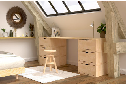 Tabouret réglable à vis en bois