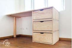 Bureau bois 3 tiroirs Cube