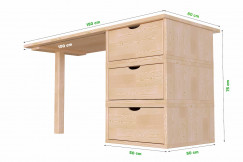 Bureau bois 3 tiroirs Cube