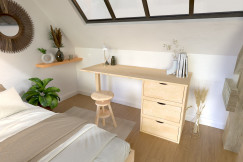 Cube wooden desk 3 drawers