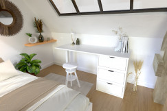 Bureau bois 3 tiroirs Cube