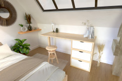 Bureau bois 3 tiroirs Cube