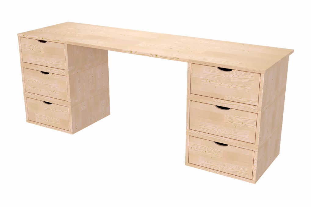 Scrivania legno 6 cassetti a cubo