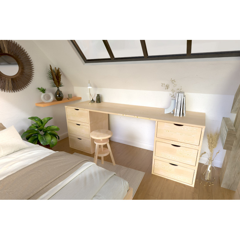 Scrivania legno 6 cassetti a cubo | ABC Meubles