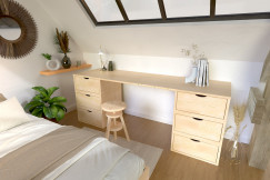 Scrivania legno 6 cassetti a cubo