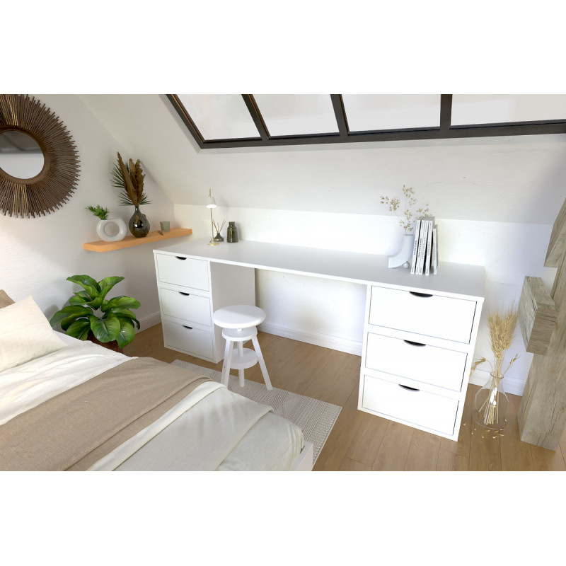 Scrivania legno massello CUBE - vernice bianca