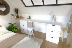 Scrivania legno 6 cassetti a cubo