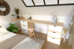 Scrivania legno 6 cassetti a cubo