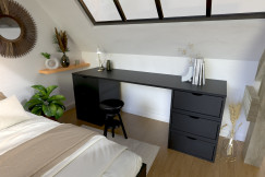 Scrivania legno 6 cassetti a cubo