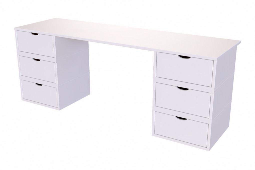 Scrivania legno 6 cassetti a cubo