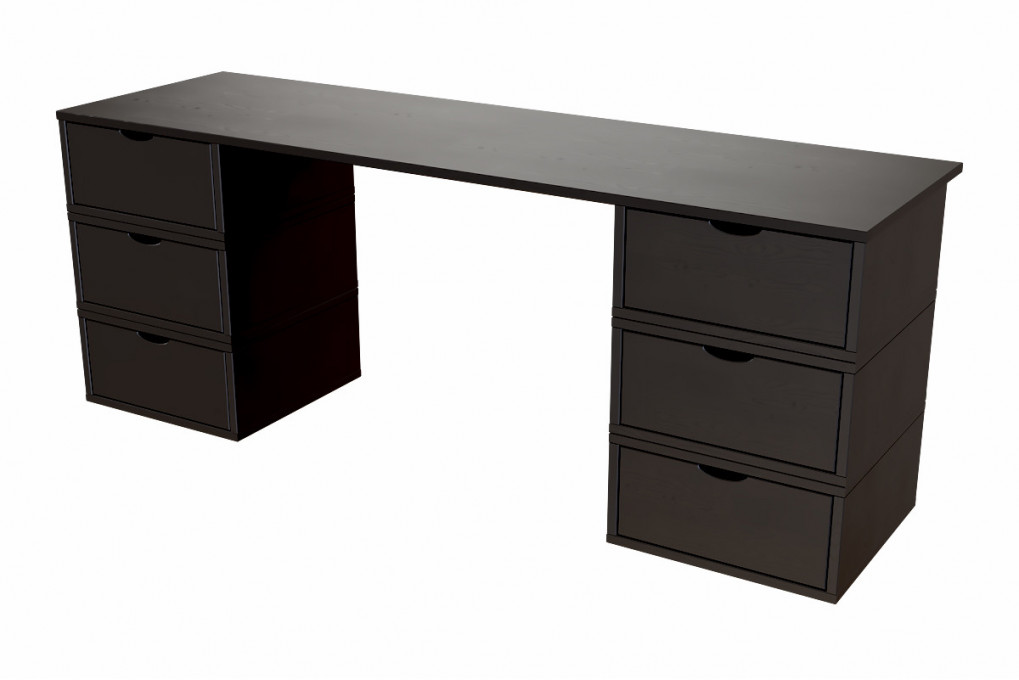 Scrivania legno 6 cassetti a cubo