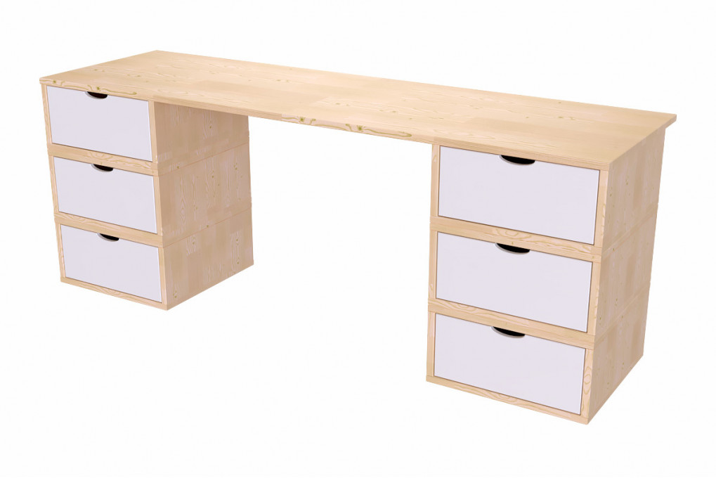 Scrivania legno 6 cassetti a cubo