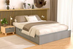 Lit double avec rangement tiroirs Cube - 140x200