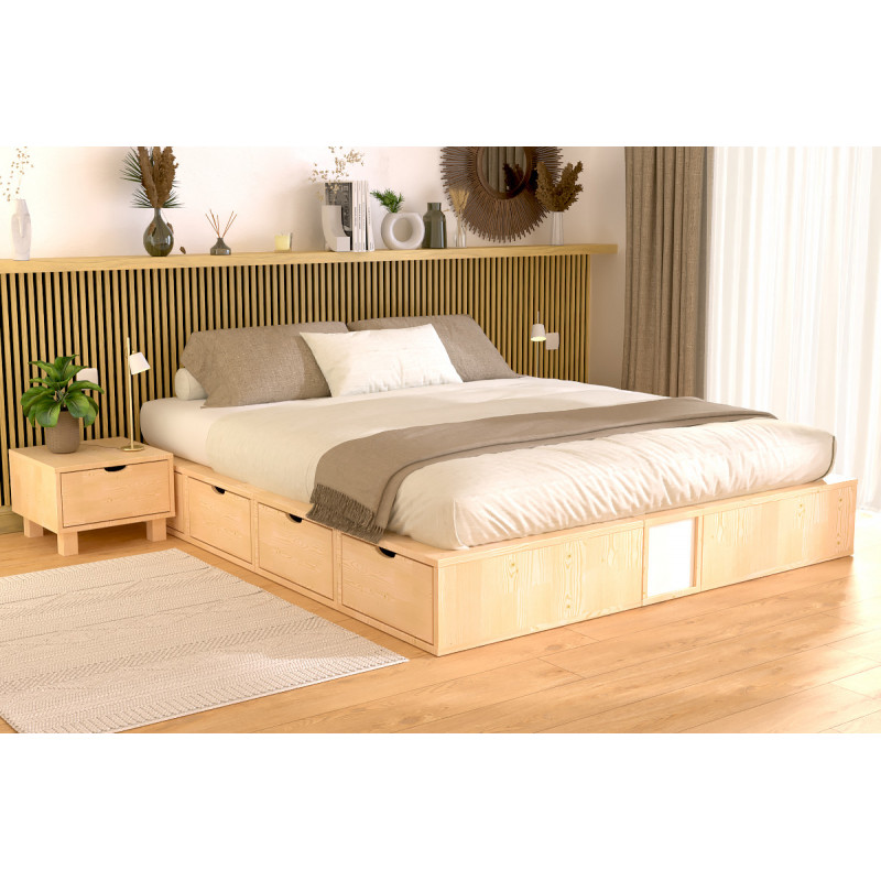 Letto con cassetti 160x200 in vernice trasparente