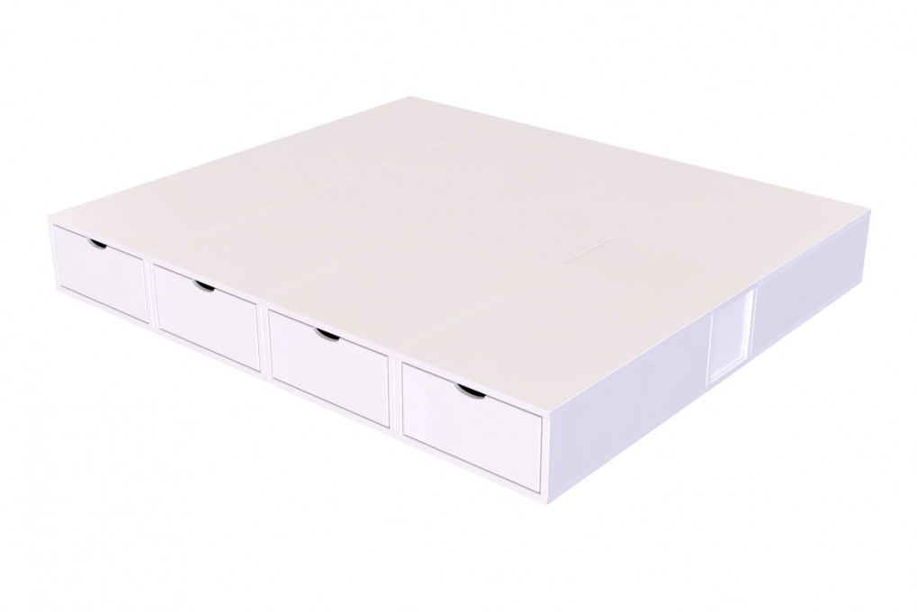 Lit double avec rangement tiroirs Cube - 160x200