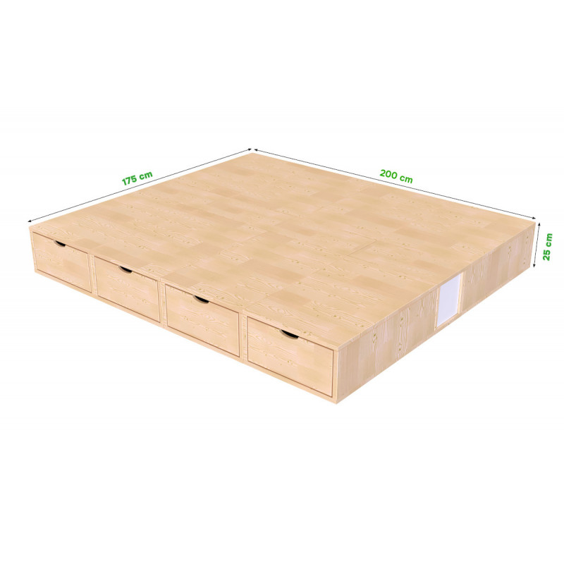 Letto matrimoniale con contenitore 160x200 in legno massiccio made in France