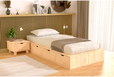 Letto singolo con contenitore 90x200 Cubo