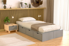 Lit 1 place avec rangement 90x200 Cube