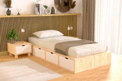 Lit 1 place avec rangement 90x200 Cube