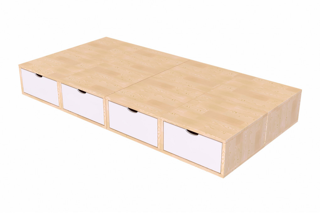 Lit 1 place avec rangement 90x200 Cube