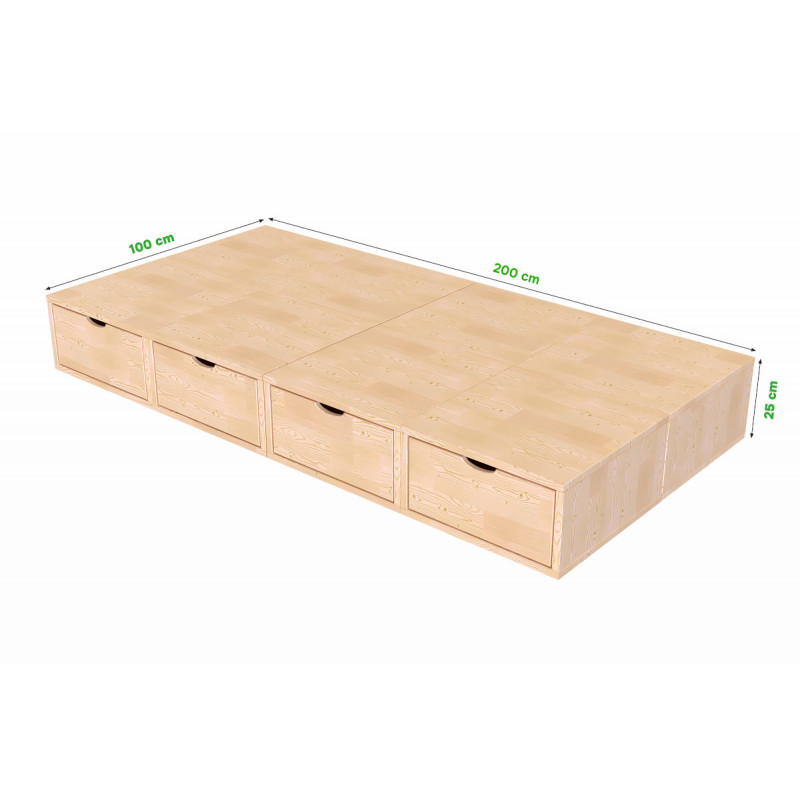 Lit 1 place avec rangement 90x200