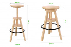 Wooden bar stool with screw