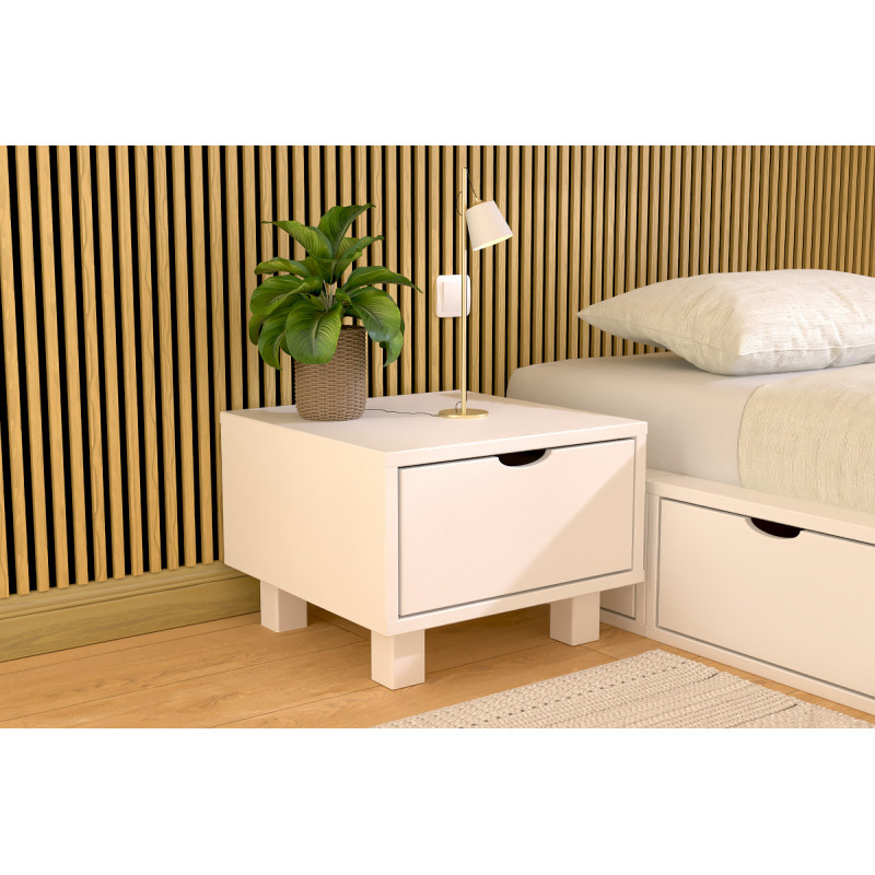 Chevet de lit CUBE - vernis satiné blanc