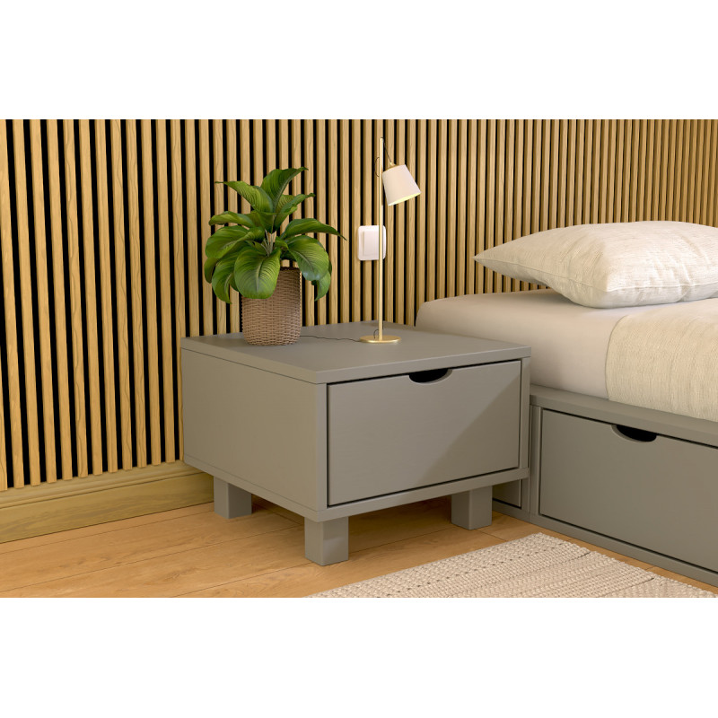Chevet de lit CUBE - vernis satiné gris