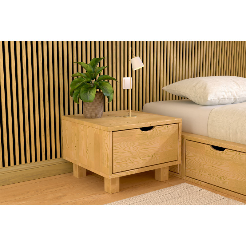 Chevet de lit CUBE - vernis satiné miel