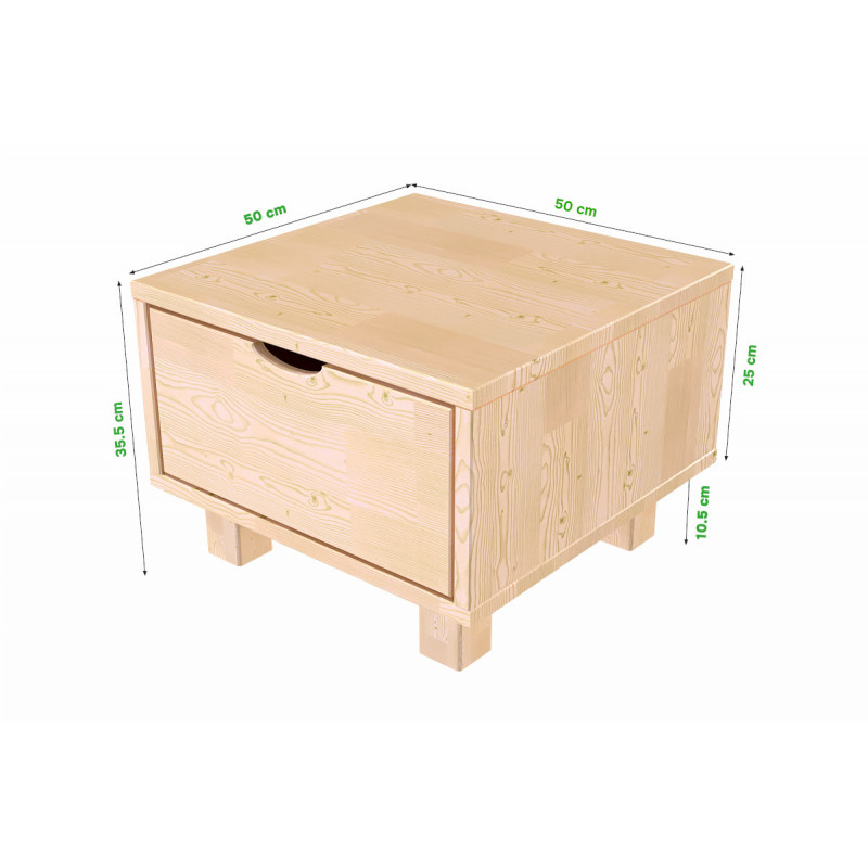 Table de chevet bois CUBE