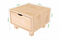 Table de chevet bois Cube + tiroir