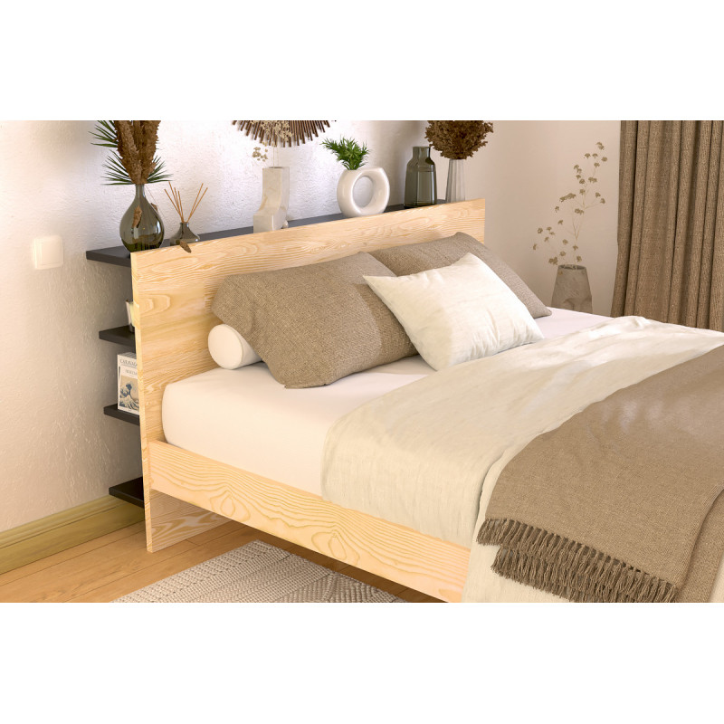 Testata letto legno verniciata nera per letto 140/160 cm