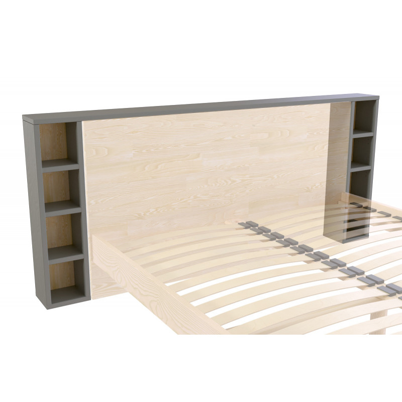 Testiera in legno verniciata con vernice all'acqua grigio per letto largo 140/160 cm