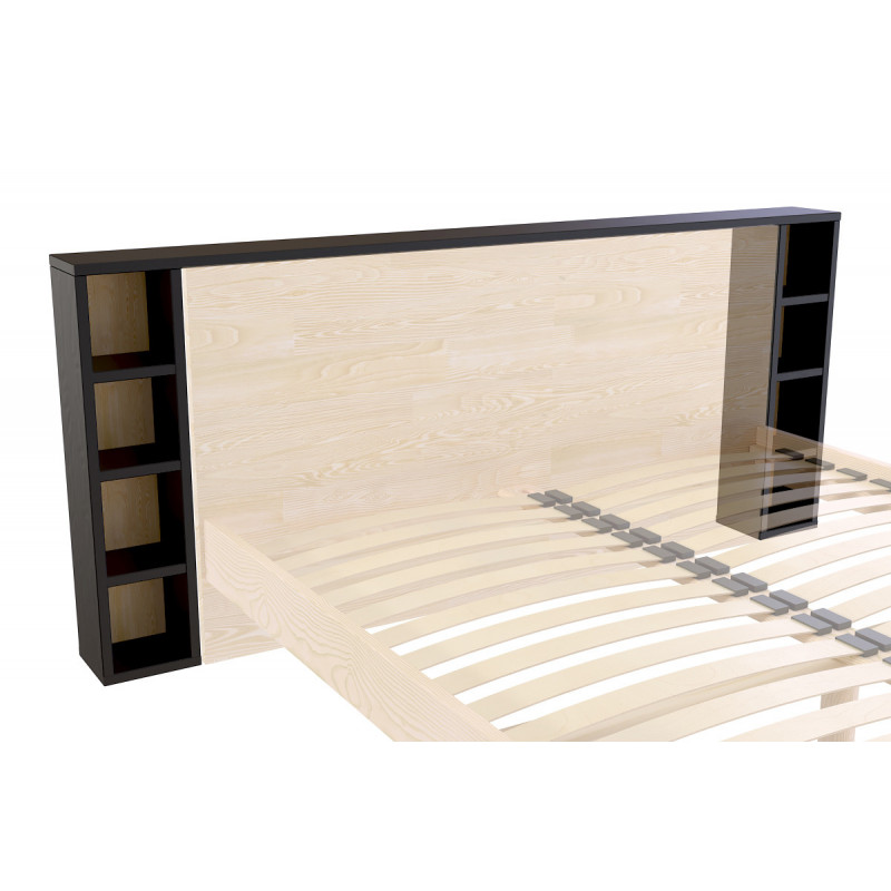 Testiera in legno verniciata con vernice all'acqua nera per letto largo 140/160 cm