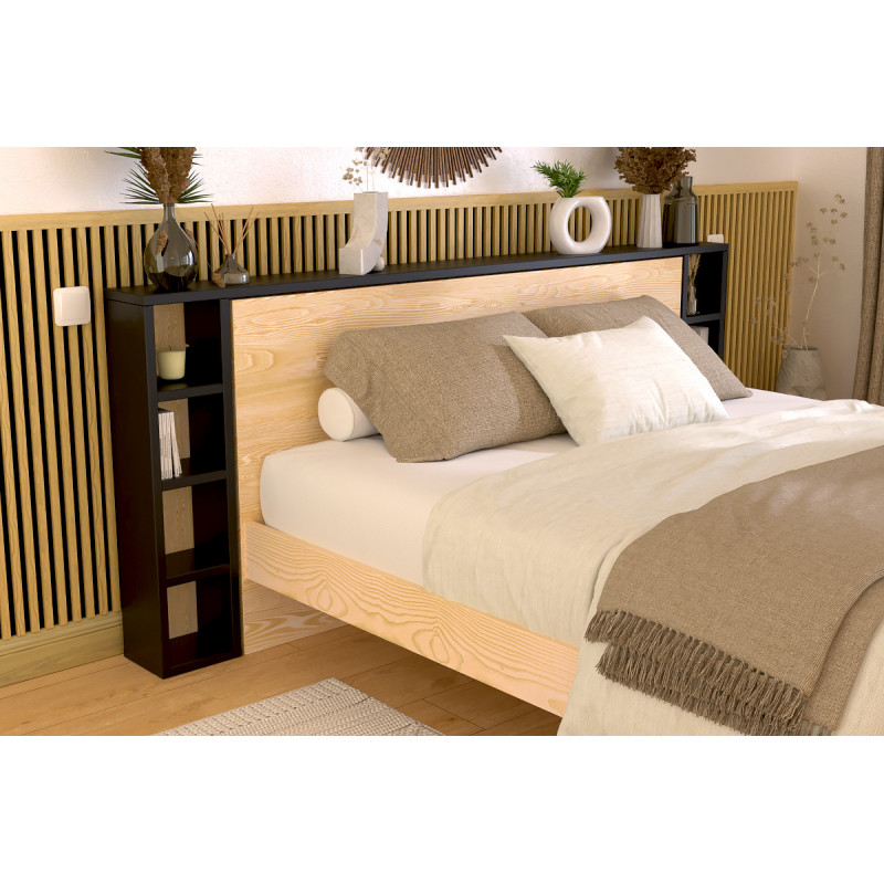 Testata letto legno verniciata nera per letto 140/160 cm