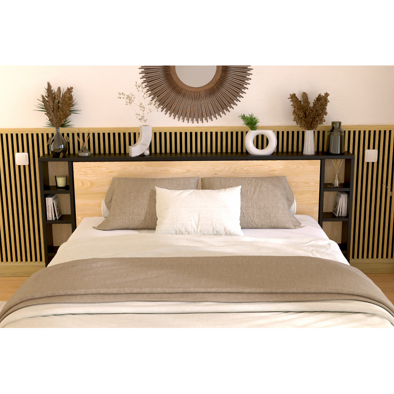 Testiera letto matrimoniale legno 160 o 140 - verniciato satinato nero