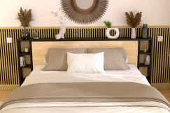 Opzione di stoccaggio con nicchie regolabili per la testiera