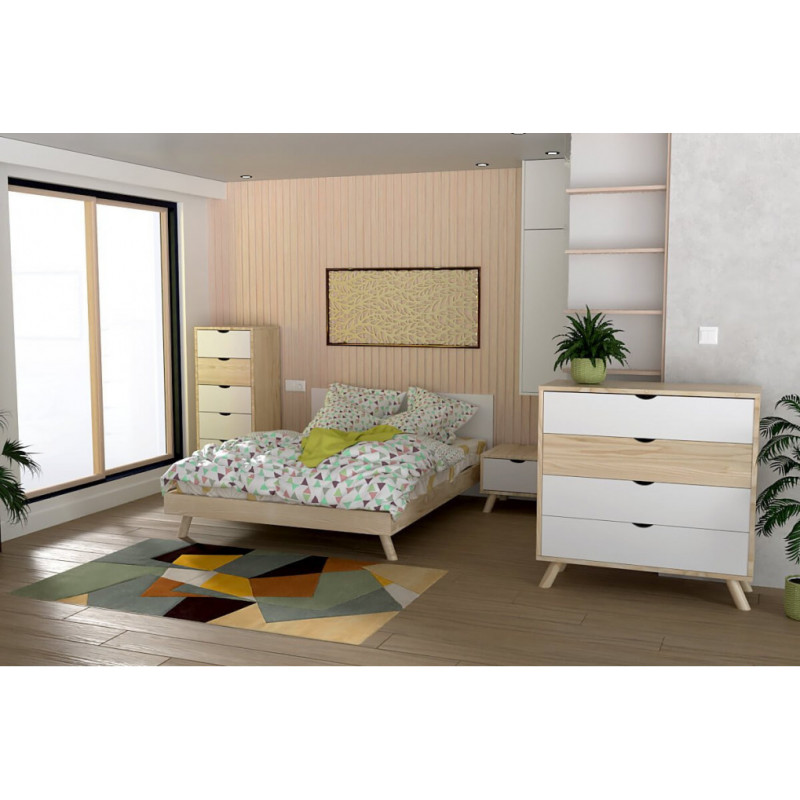 Skandinavisches Bett Viking 140x190 aus Massivholz | ABC Meubles