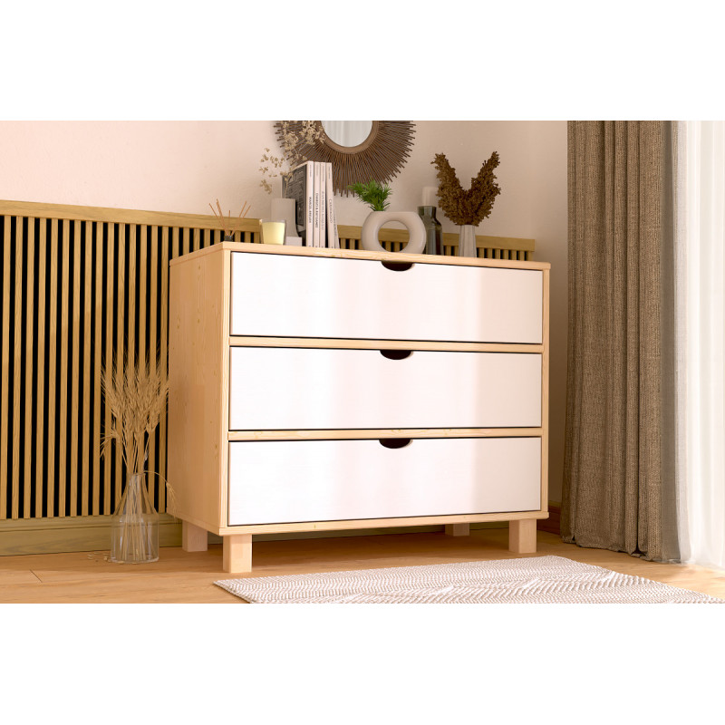 Commode bois massif CUBE  - finition vernis bicolore