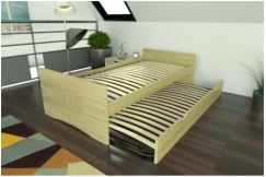 Ausziehbares bett 90x200 ABC aus Massivholz
