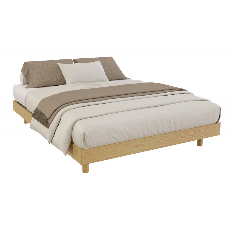 Letto 140x190 in legno massiccio - prodotto in Francia - verniciato con vernice satinata color miele